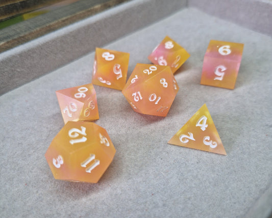 Hand crafted resin dice - Sunrise Sorbet