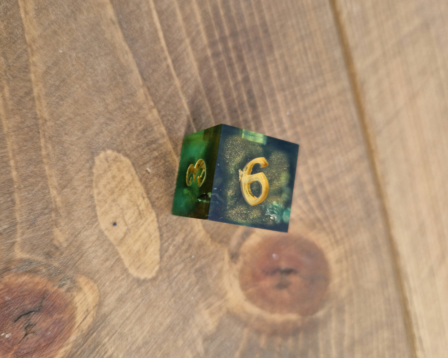 Green and gold dice