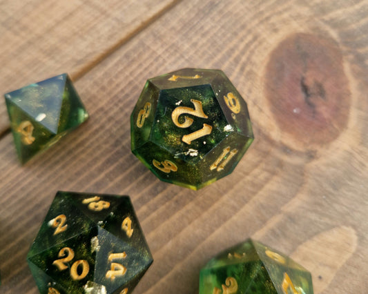 Green and gold dice