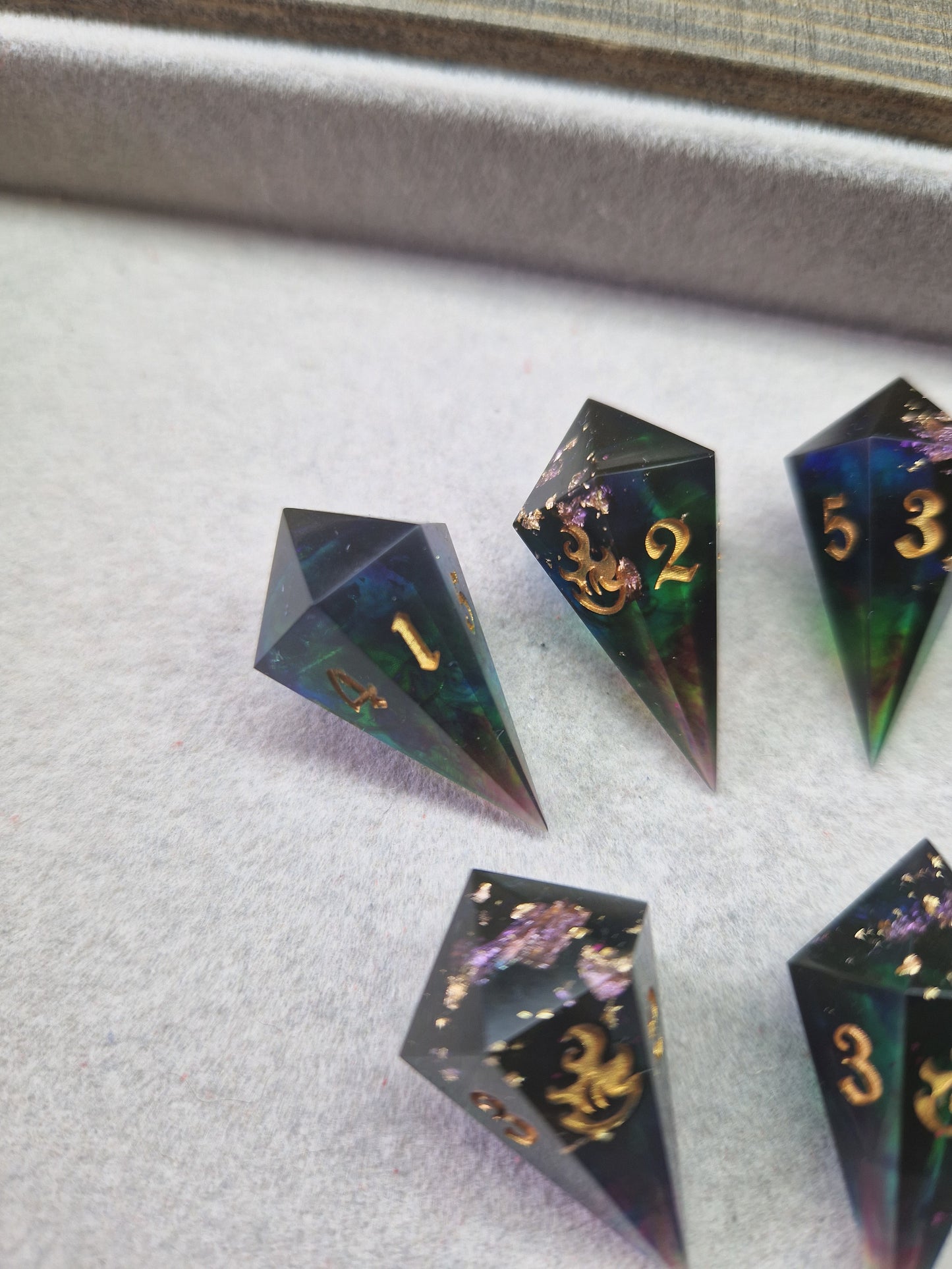 Hand crafted resin fireball d6 dice set - Arcane Prism